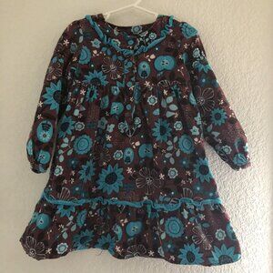 Le Top Size 4T Brown And Blue Apple & Floral Corduroy Dress